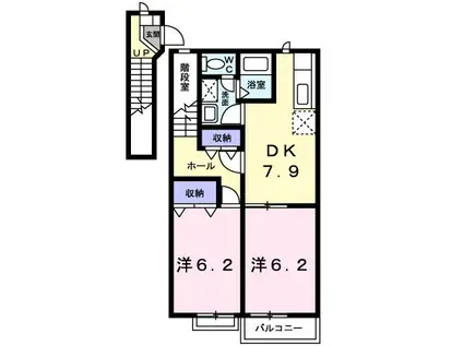 サンライズ豊島B(2DK/2階)の間取り写真