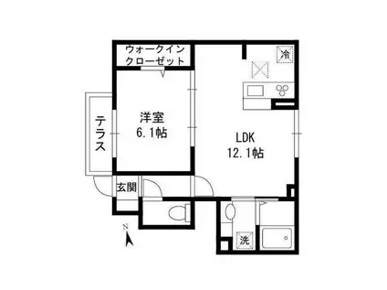 アナシエ和泉A(1LDK/1階)の間取り写真