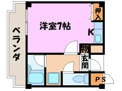 西田ハイツPARTII(ワンルーム/4階)の間取り写真