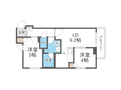 クラッセ札幌シティアクシア・ノーステラス(2LDK/2階)の間取り写真