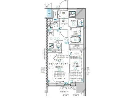 ディアレイシャス尾頭橋(1LDK/11階)の間取り写真