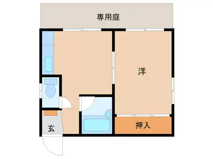 ループド中谷(1DK/1階)の間取り写真