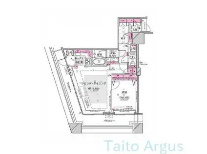 コンシェリア西新宿 TOWERS ウエスト(1LDK/9階)の間取り写真