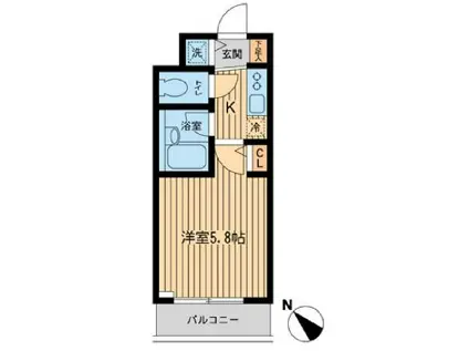 ザ・パーククロス市ヶ谷(1K/1階)の間取り写真