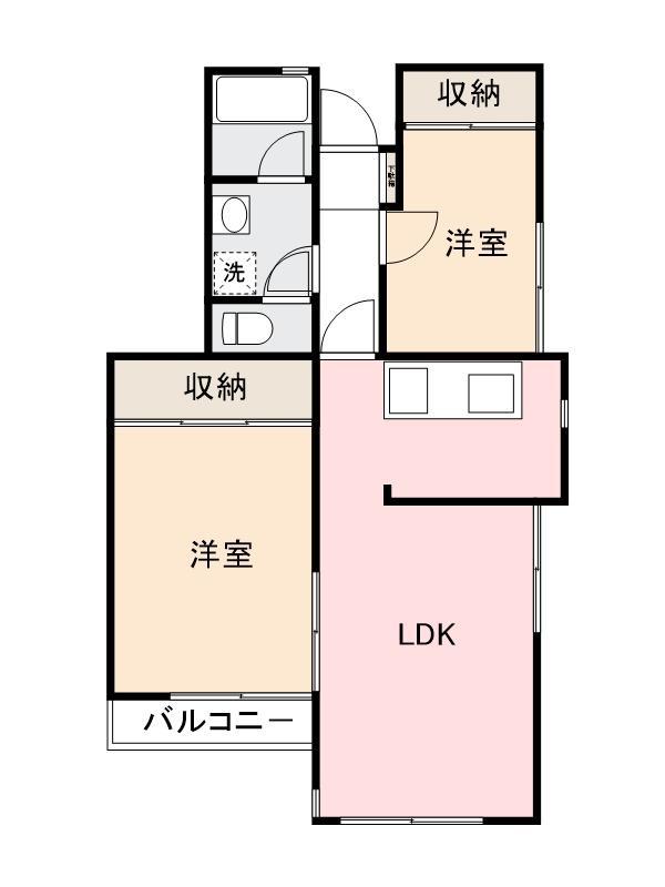 アーバンハイツ(2LDK/1階)の間取り写真