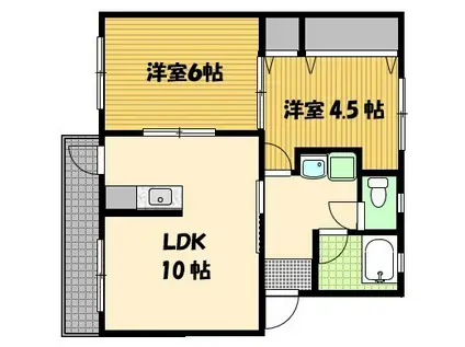 北陽パレスA(2LDK/1階)の間取り写真