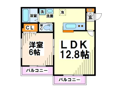 サンハイム(1LDK/1階)の間取り写真