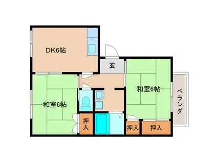 メゾンソワニエB棟(2DK/1階)の間取り写真