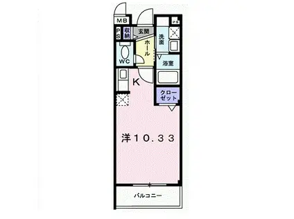 レジデンスブライト(ワンルーム/1階)の間取り写真