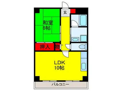 ヤマサ第6マンション(1LDK/3階)の間取り写真