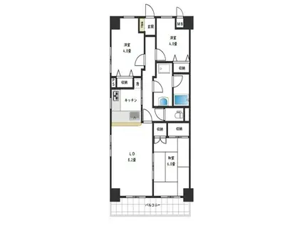 ベルドゥムール越谷茜町(2SDK/6階)の間取り写真