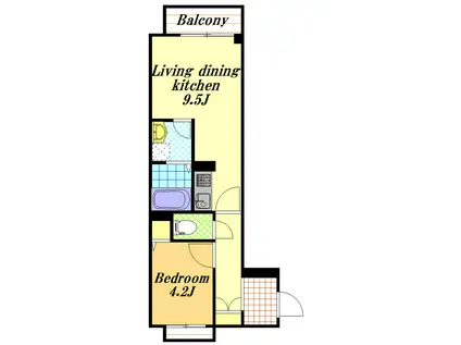 ラウェル(1LDK/2階)の間取り写真