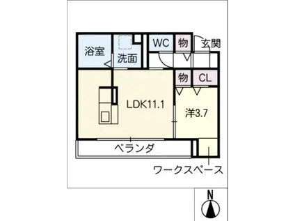 PRINTEMPS池下(1LDK/2階)の間取り写真