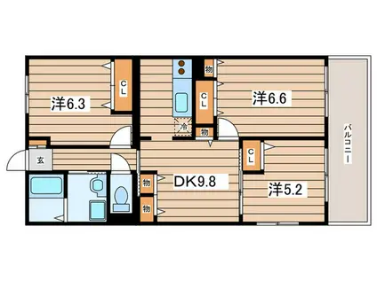 オーキッドレジデンス港北綱島ウエスト(3DK/4階)の間取り写真