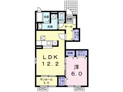 オードシェルI(1LDK/1階)の間取り写真