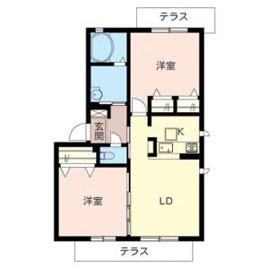 シャローム小枝(2LDK/1階)の間取り写真