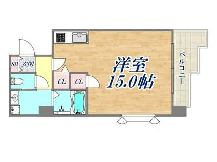 アルカディア塚口(ワンルーム/2階)の間取り写真