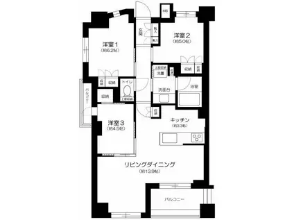 BRILLIA中野(3LDK/4階)の間取り写真