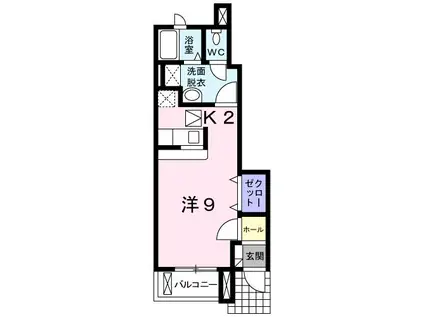 グランフリーゼ(1K/1階)の間取り写真