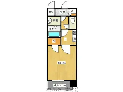 オーパスグラン谷町(1K/7階)の間取り写真