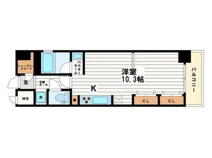 KDX堺筋本町レジデンス(ワンルーム/7階)の間取り写真