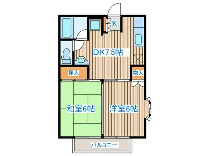 エステート八島(2DK/2階)の間取り写真
