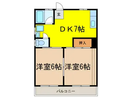リーエス小山(2DK/2階)の間取り写真