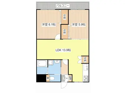 ファミール守山(2LDK/3階)の間取り写真