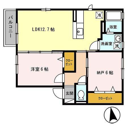 江坂ガーデンヒラノステージB棟(1SLDK/2階)の間取り写真