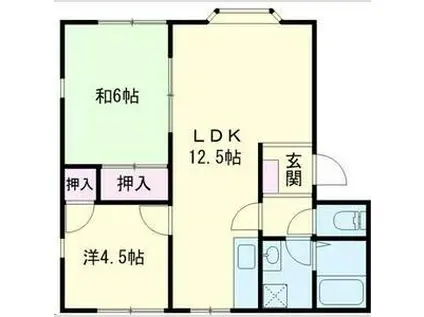 グリーン・シャトレA(2LDK/1階)の間取り写真