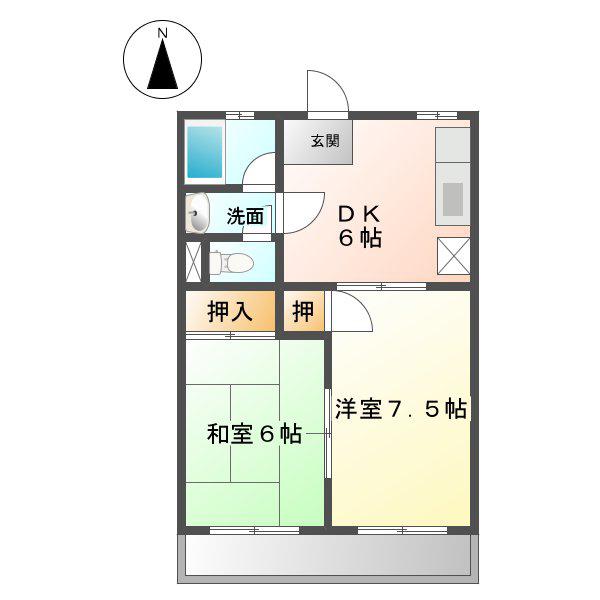 MSHOUSE(2DK/2階)の間取り写真