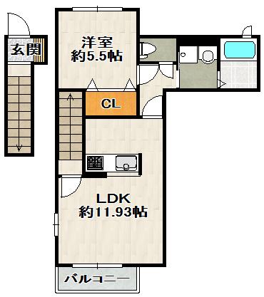 シャーメゾンFLORAL(1LDK/2階)の間取り写真