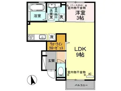 エスティーム(1LDK/1階)の間取り写真