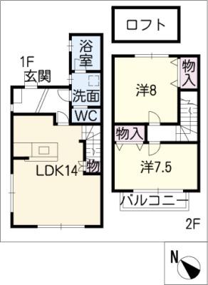 GREENCOURT社が丘(2LDK/1階)の間取り写真