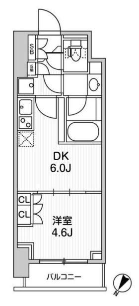 トパーズ町田(1DK/8階)の間取り写真