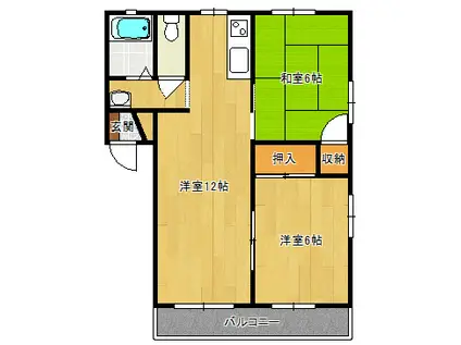 グリーンヒル(2LDK/1階)の間取り写真