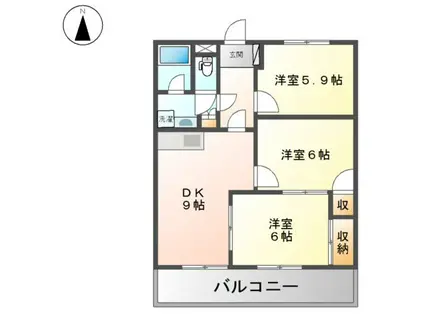 グリーンヒルズ香川(3DK/2階)の間取り写真