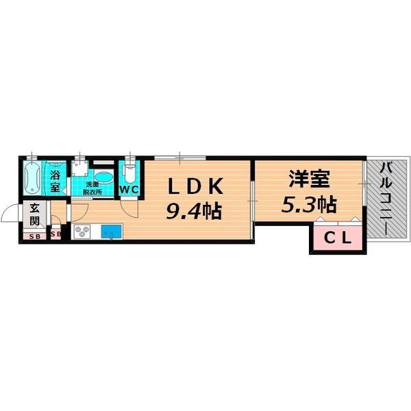ロータス赤川(1LDK/1階)の間取り写真