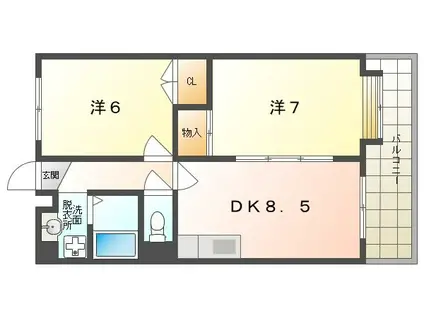 ブランドールMIII(2DK/6階)の間取り写真