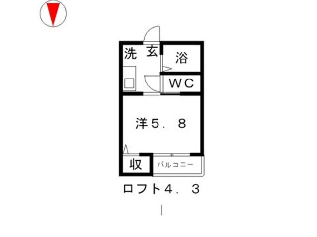 玉島長尾ハイツA棟(1K/2階)の間取り写真