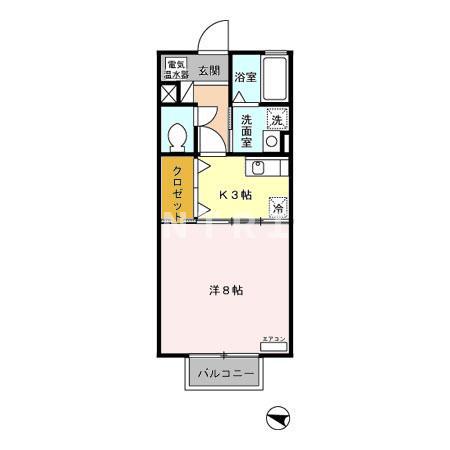 ボナール下沼(1K/2階)の間取り写真