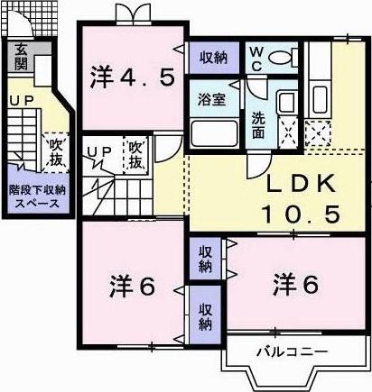 アメニティ広徳(3LDK/2階)の間取り写真