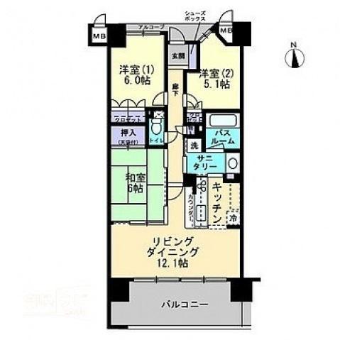 アルファステイツ三条II(3LDK/3階)の間取り写真