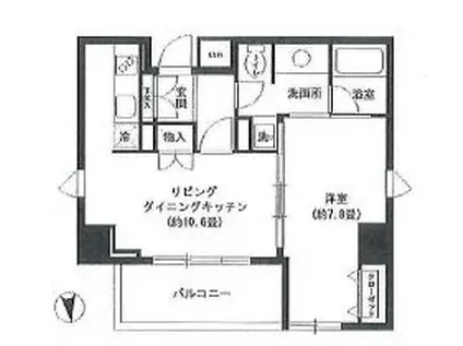 KDXレジデンス芝公園(1LDK/11階)の間取り写真