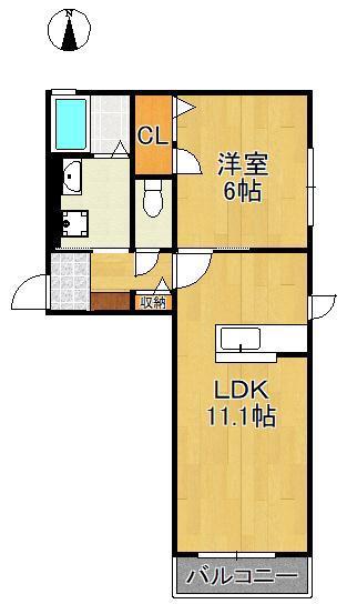 セレーノ宮前(1LDK/2階)の間取り写真