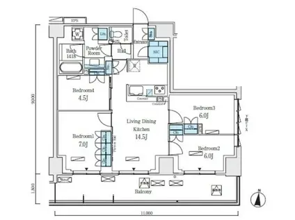 ロイヤルパークス赤羽ノース(4LDK/4階)の間取り写真