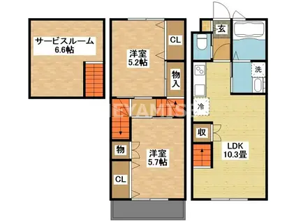 MODERN PALAZZO多良見(2SLDK/1階)の間取り写真