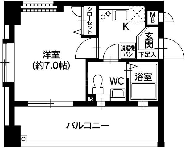 グランクリュー西新(1K/5階)の間取り写真