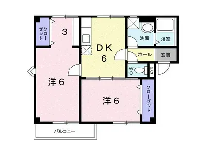 プラドール裕D(2DK/2階)の間取り写真