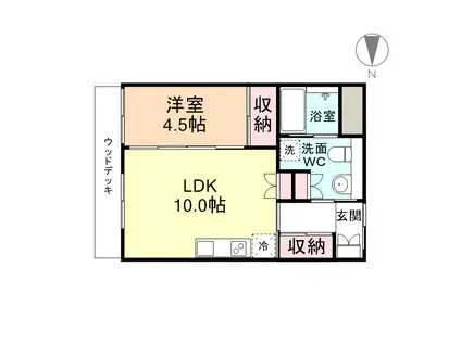 プラチナコートけやき(1LDK/4階)の間取り写真